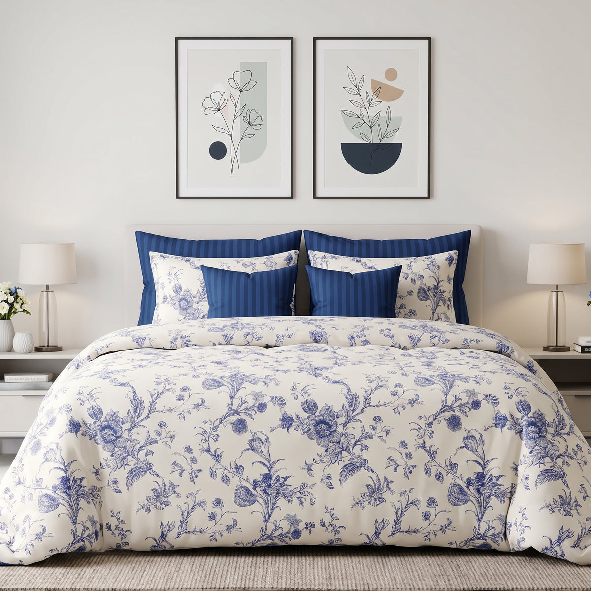 Blue Delft Toile Comforter Set