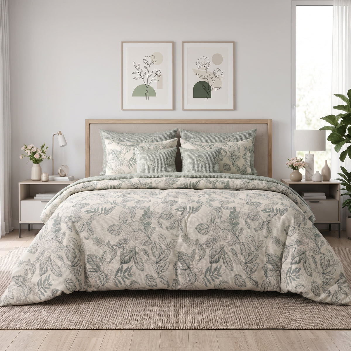 Calming Sage Flora Comforter Set