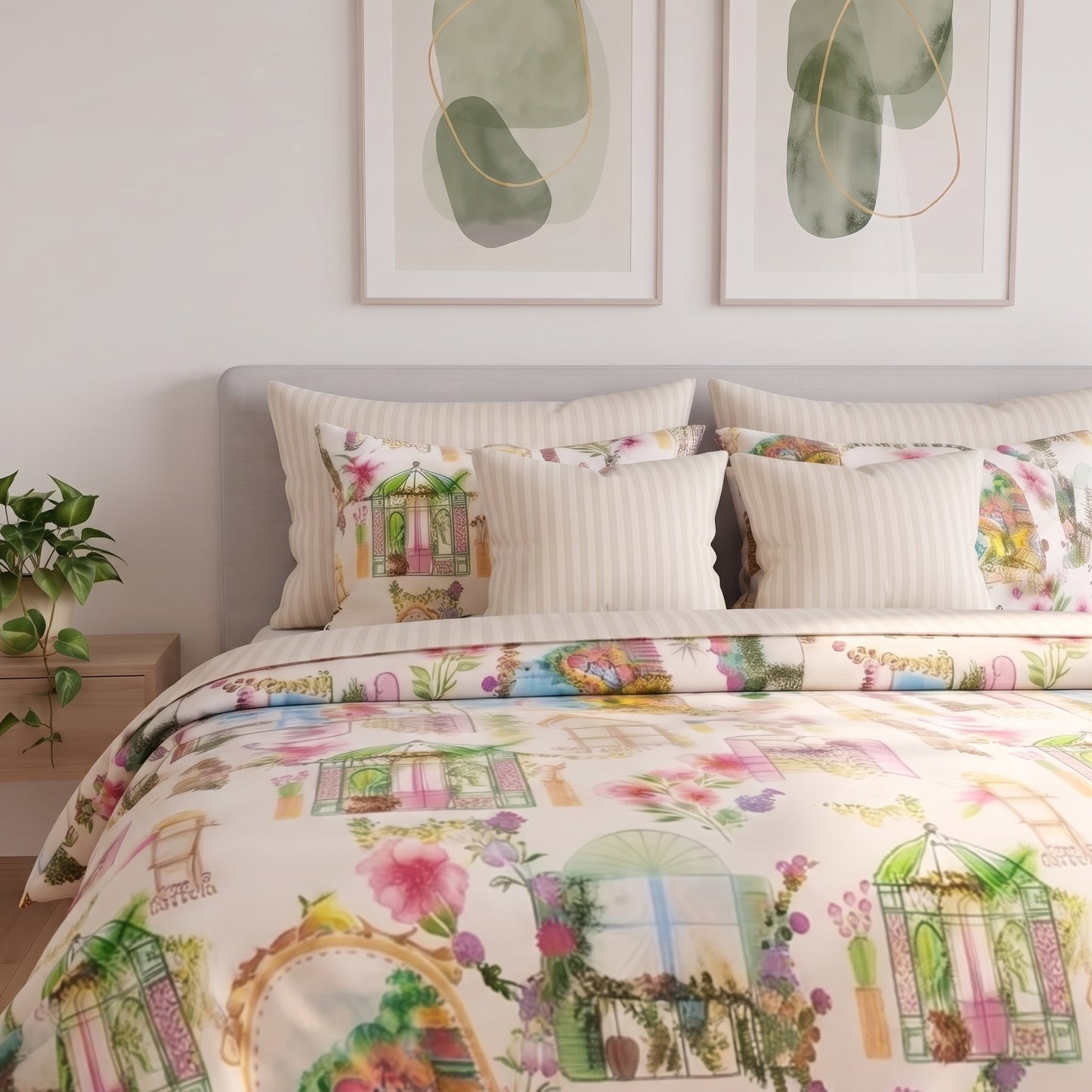 IV951 Luxury Percale Cotton Satin Comforter Set
