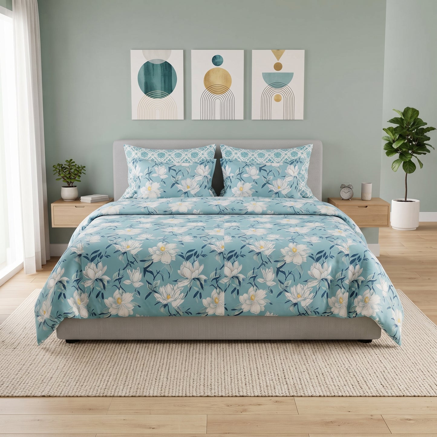 Serene Sky Magnolia Duvet Cover Set