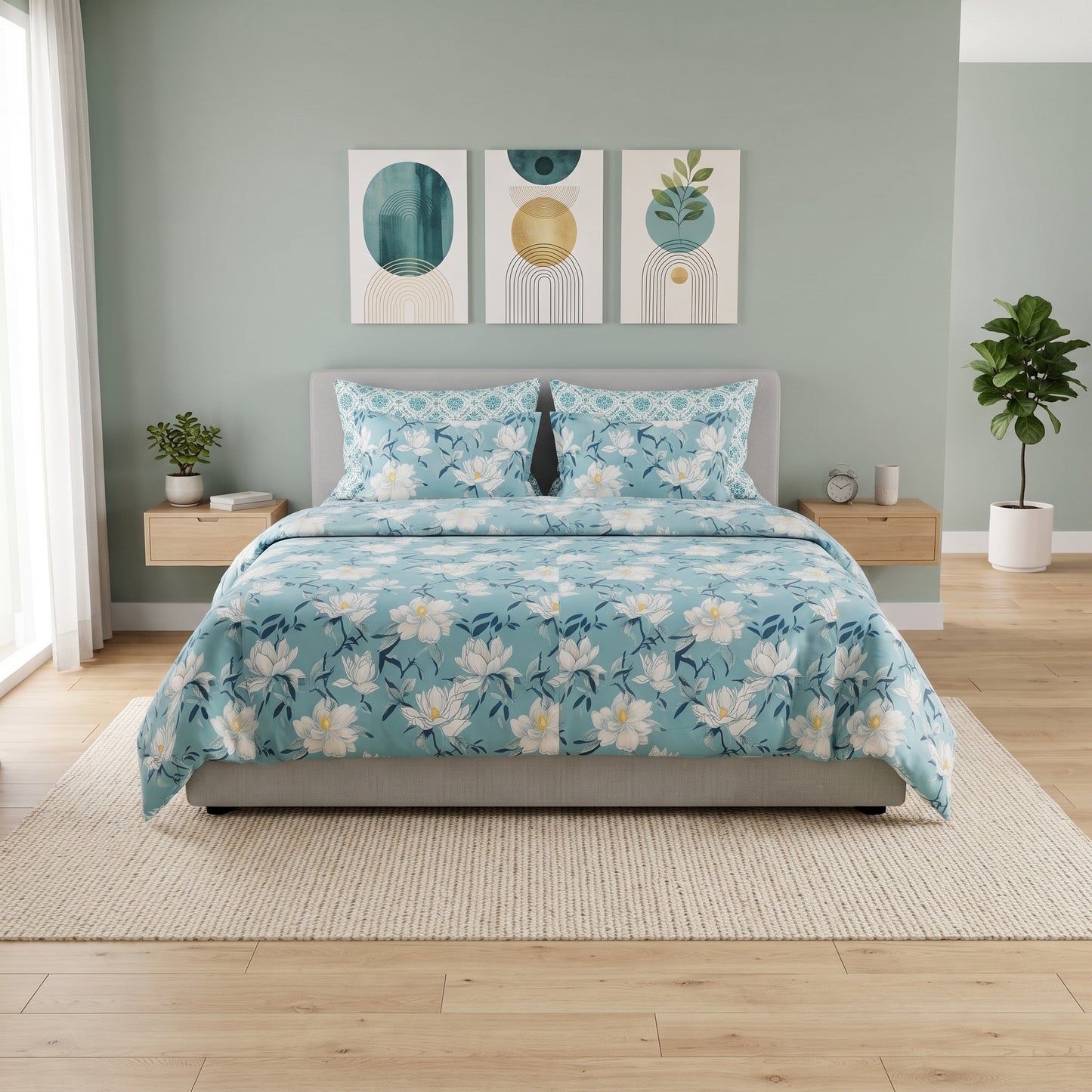 Serene Sky Magnolia Duvet Cover Set