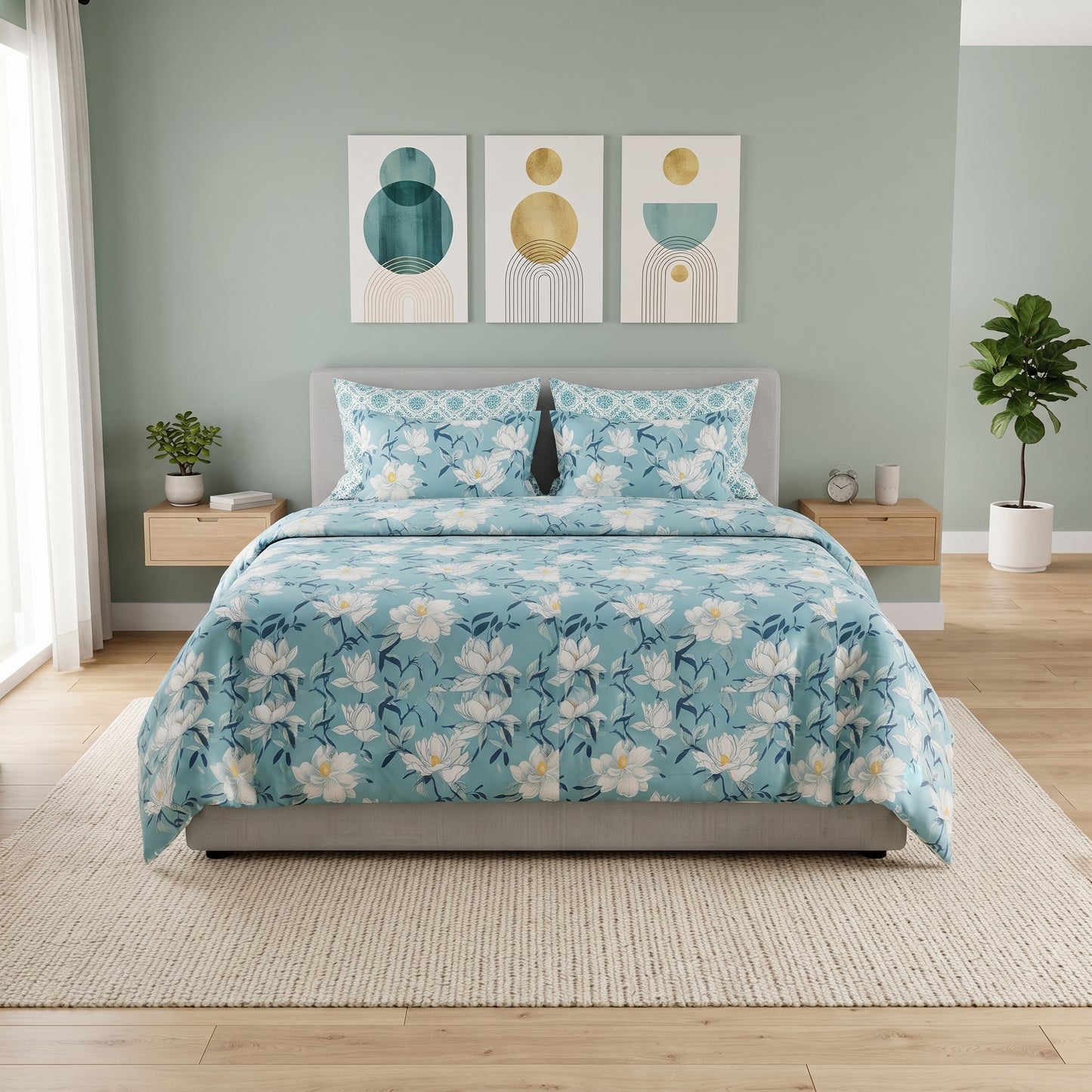 Serene Sky Magnolia Duvet Cover Set