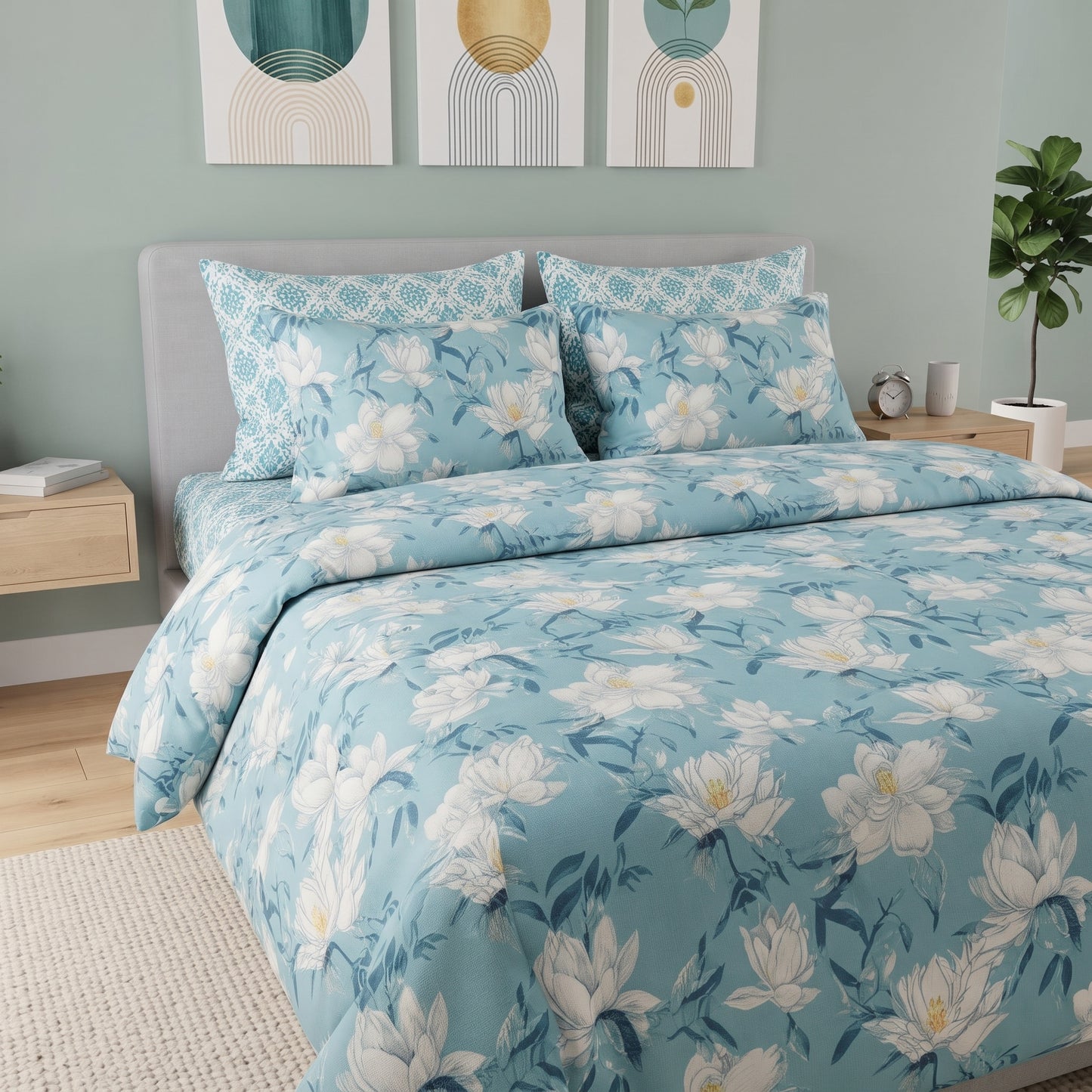 Serene Sky Magnolia Duvet Cover Set