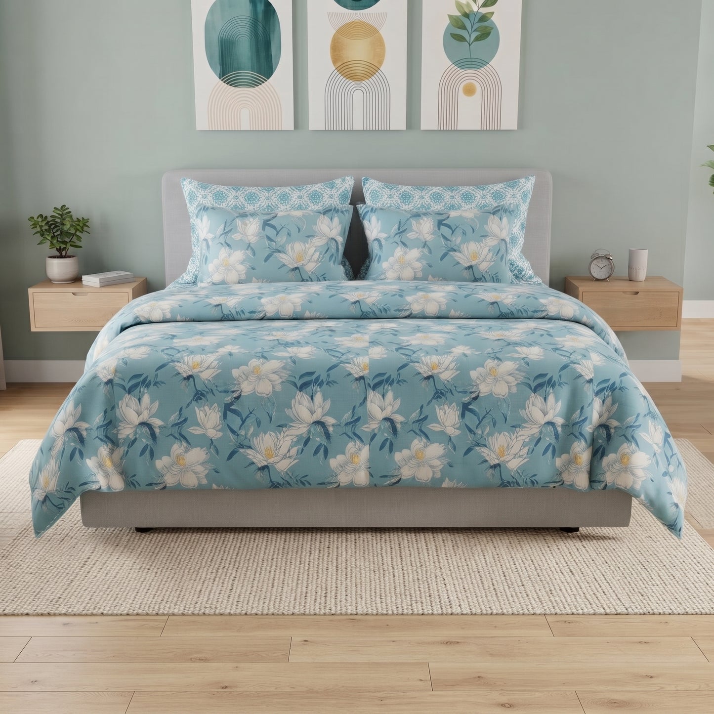 Serene Sky Magnolia Duvet Cover Set