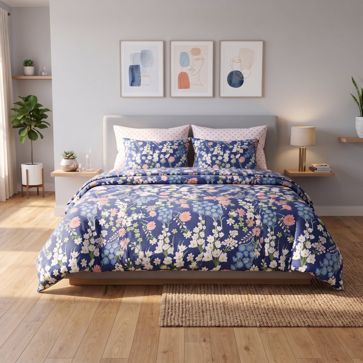 Royal Indigo Wildflower Duvet Cover Set