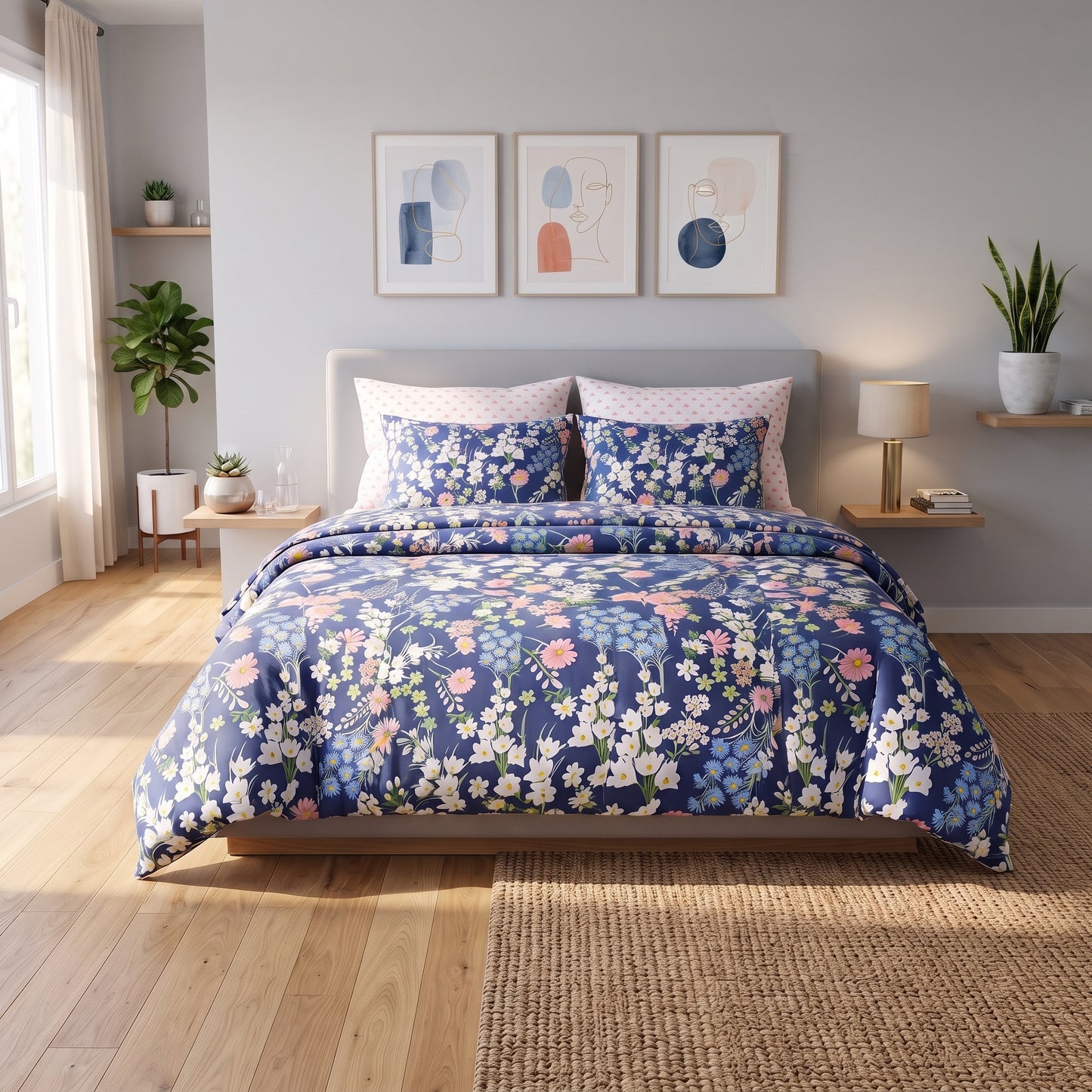 Royal Indigo Wildflower Duvet Cover Set