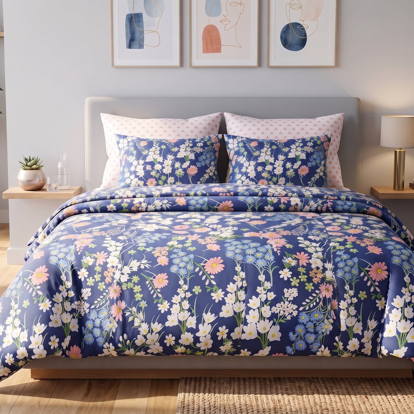 Royal Indigo Wildflower Duvet Cover Set