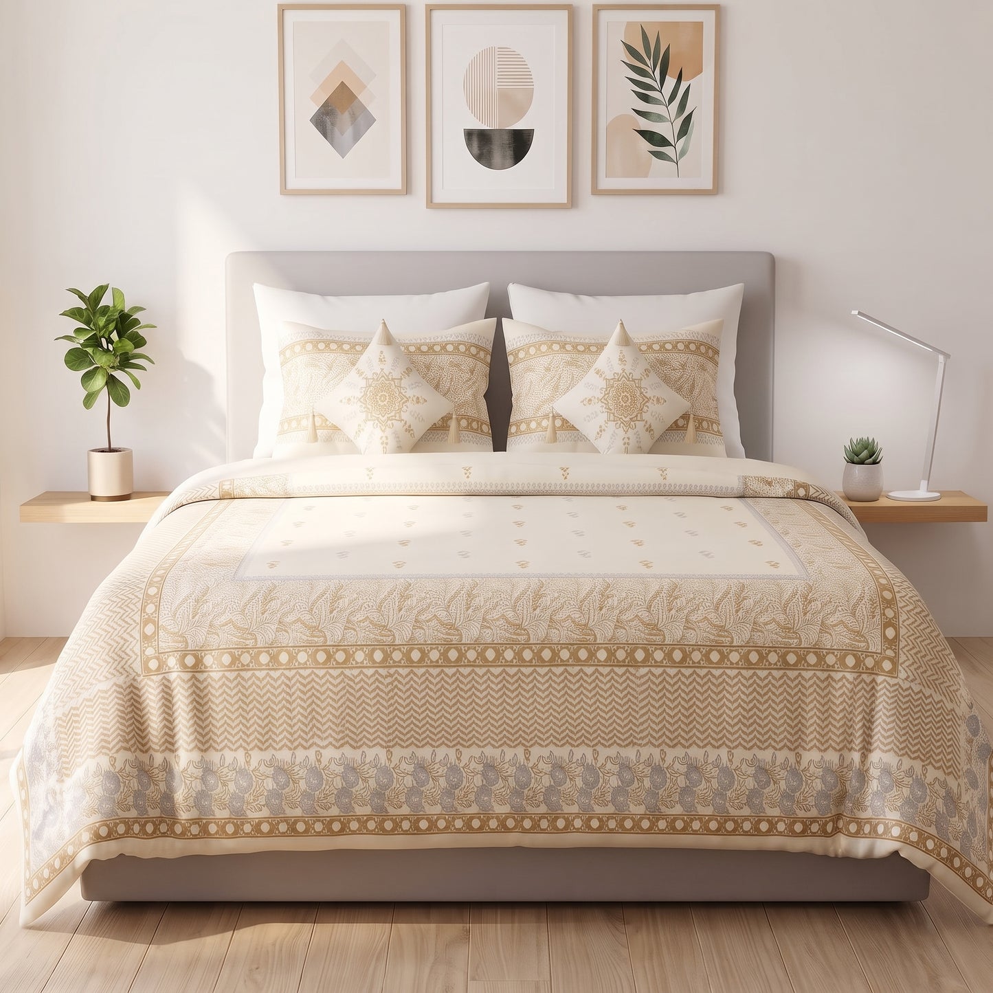 Golden Ochre Heritage Block Print Comforter Set