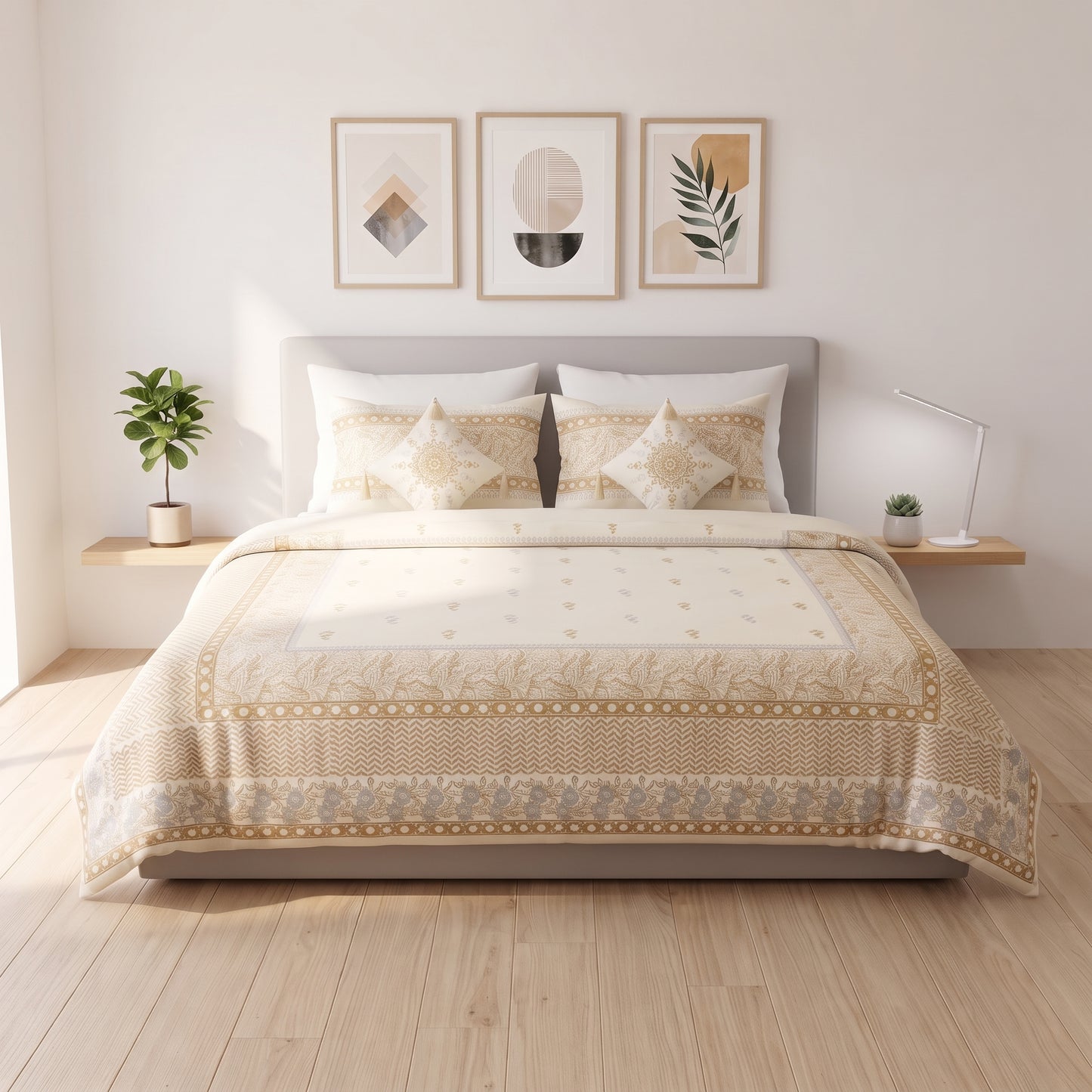 Golden Ochre Heritage Block Print Comforter Set