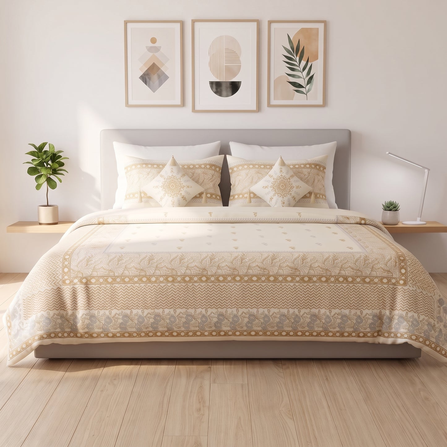Golden Ochre Heritage Block Print Comforter Set