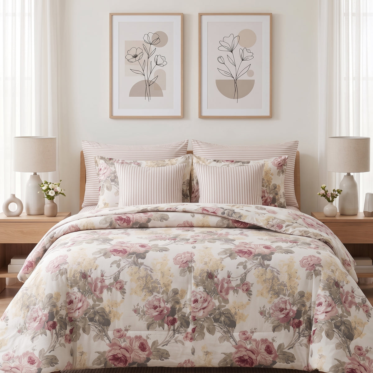 Blush Countryside Rose Duvet Cover Set