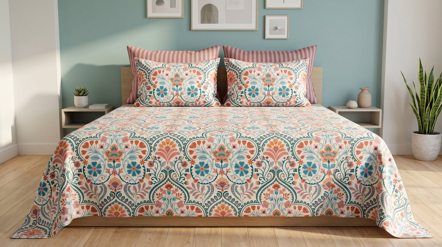 Boho Medallion Floral Bed Sheet Set