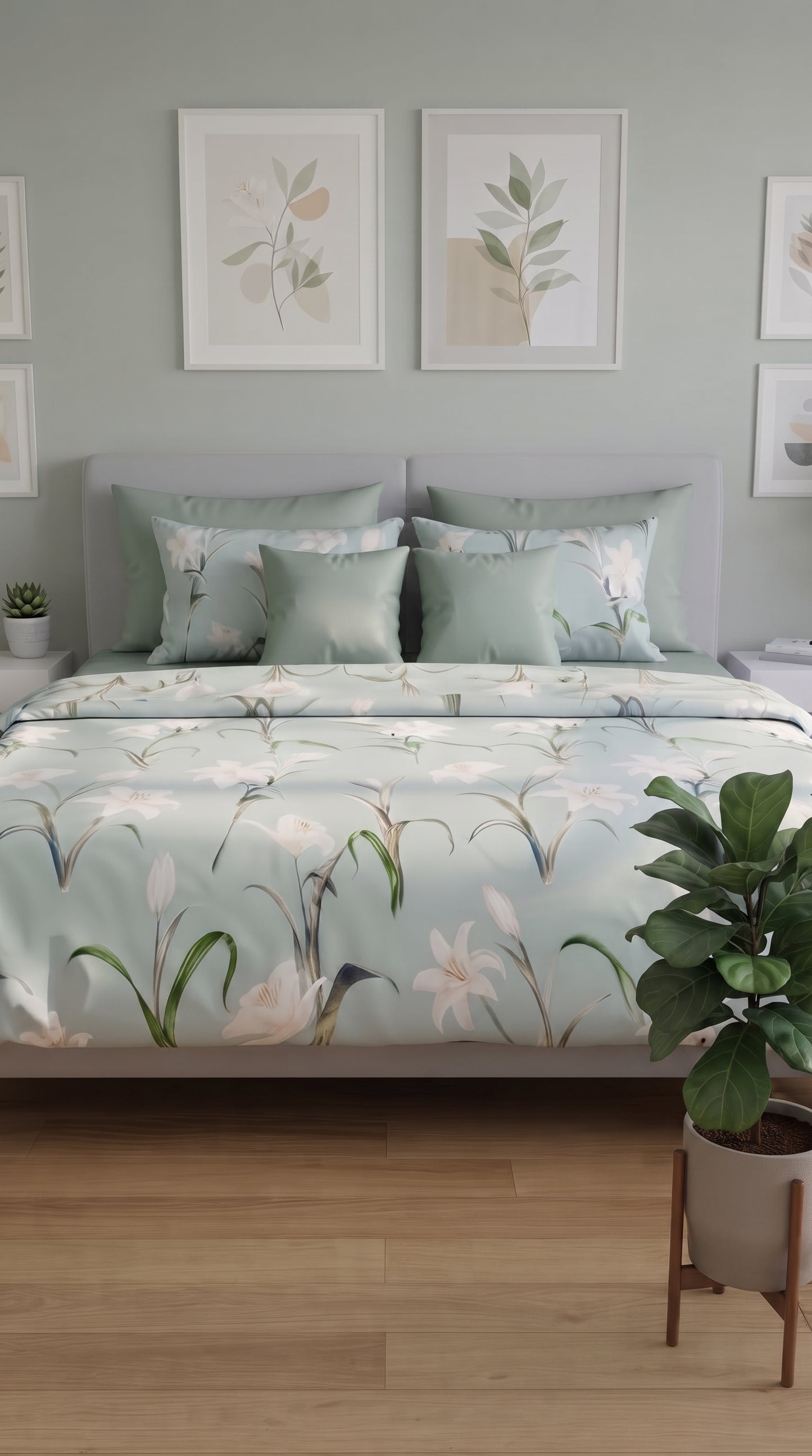 The Serene Lily Botanical Comforter Set