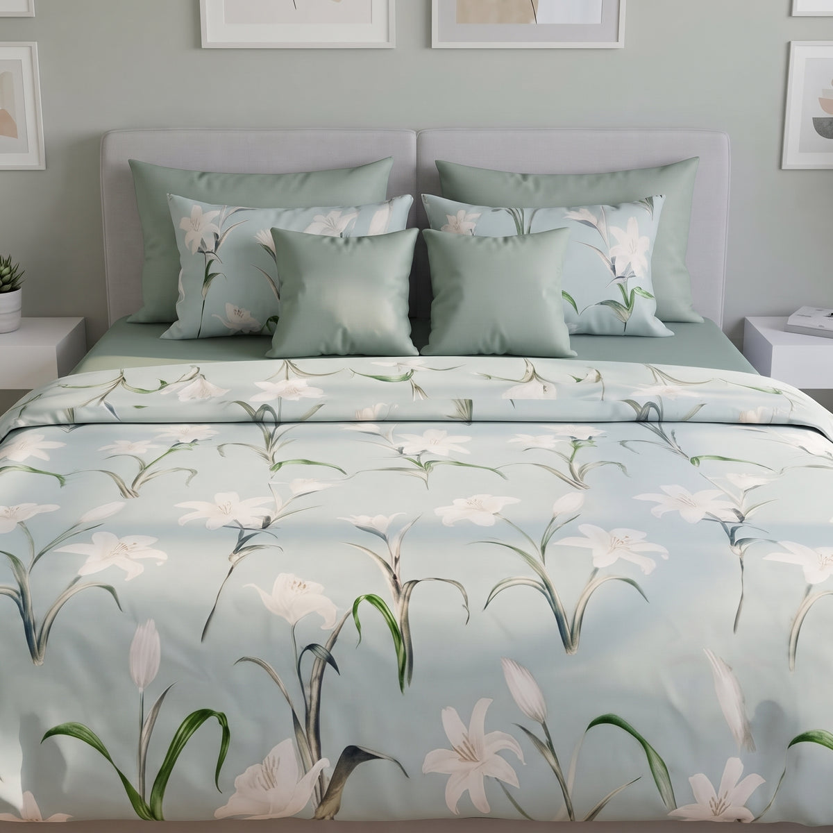 The Serene Lily Botanical Duvet Cover Set