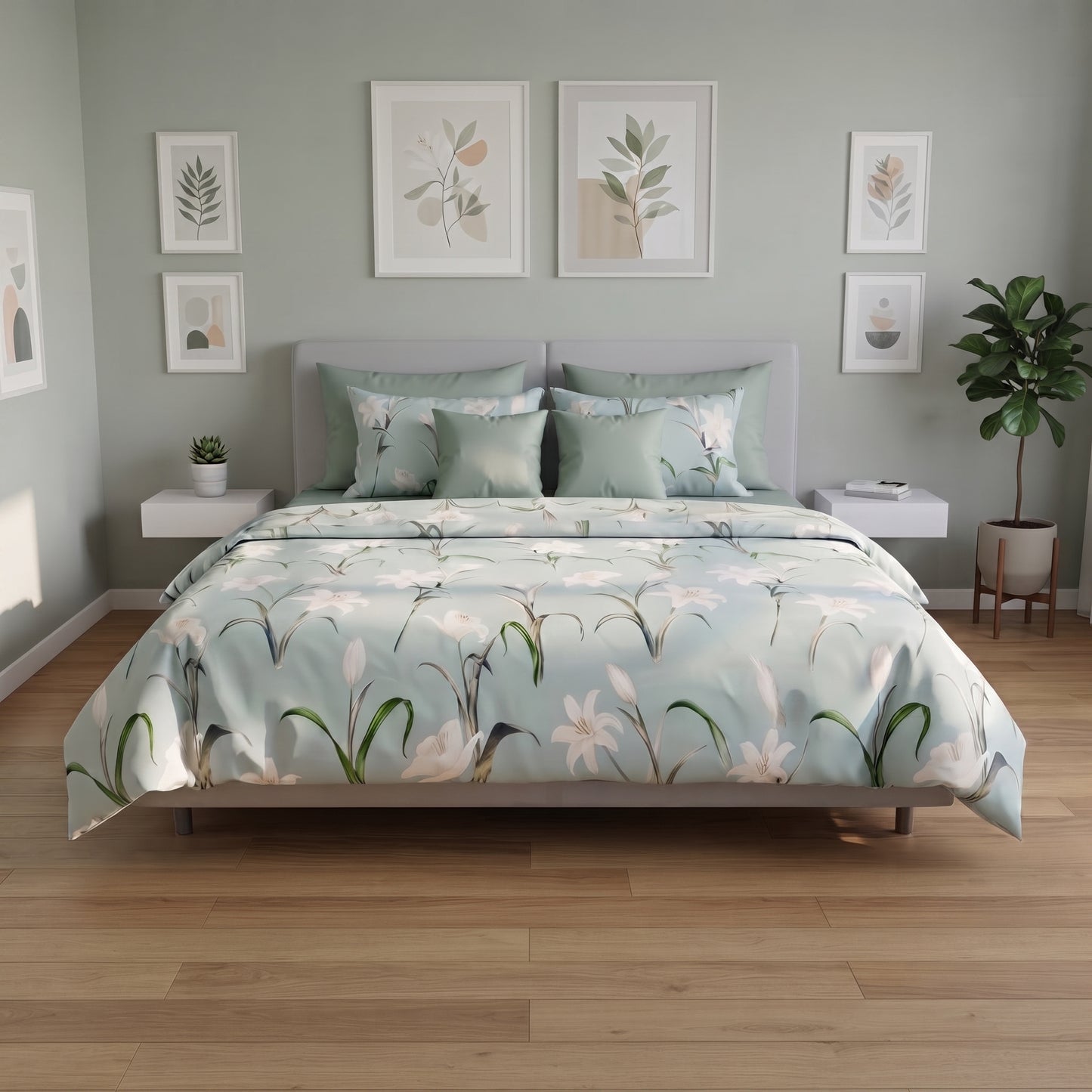 The Serene Lily Botanical Comforter Set