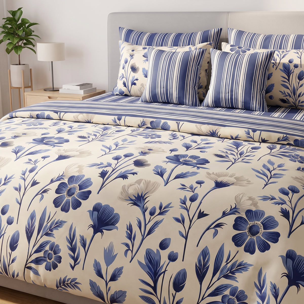 Blue Porcelain Meadow Duvet Cover Set