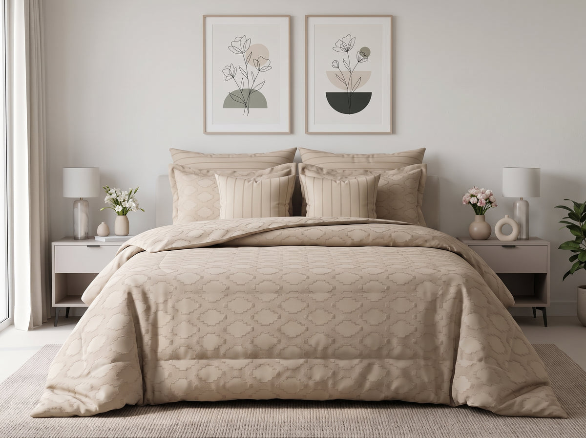 Warm Sand Textured Jacquard Comforter Set