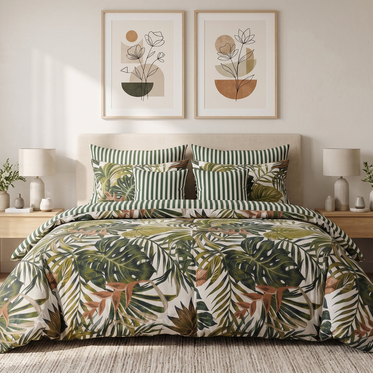 Tropical Monstera Oasis Duvet Cover Set