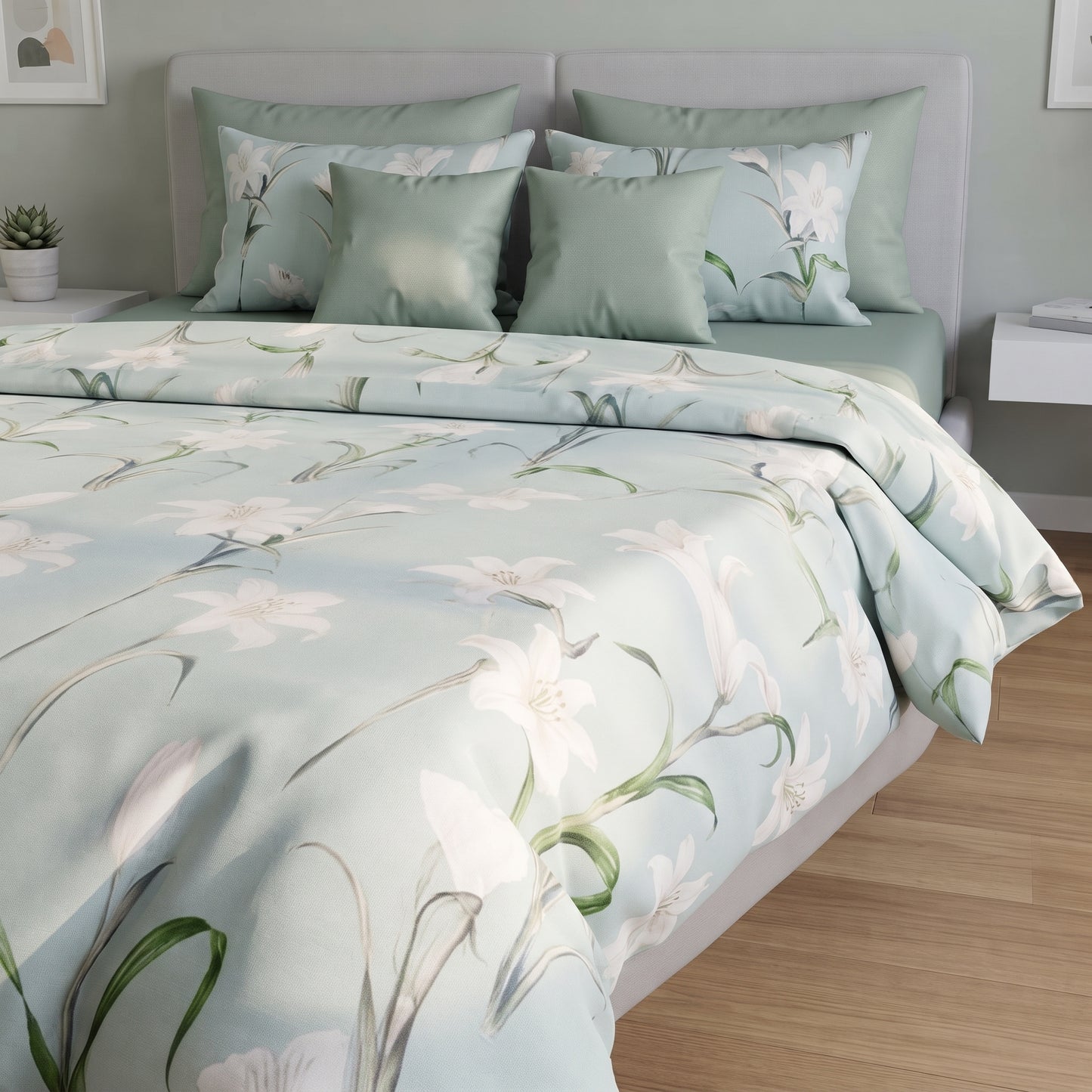 The Serene Lily Botanical Comforter Set
