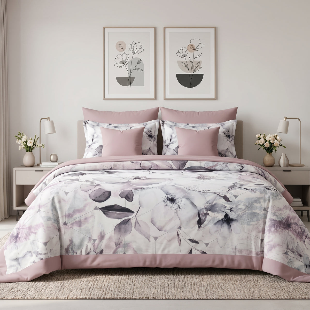 Smoked Rose Botanica Duvet Cover Set
