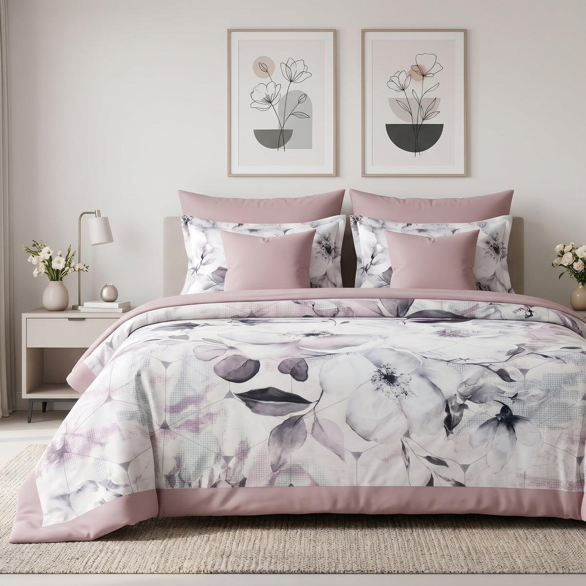 Smoked Rose Botanica Duvet Cover Set