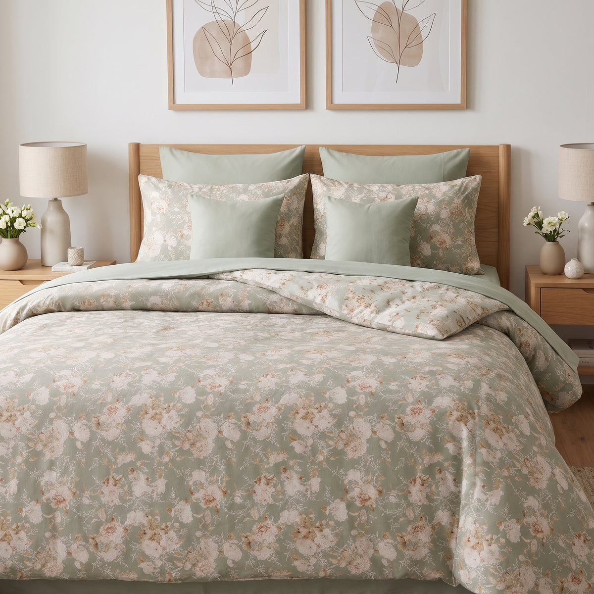 Petal & Pale Sage Duvet Cover Set
