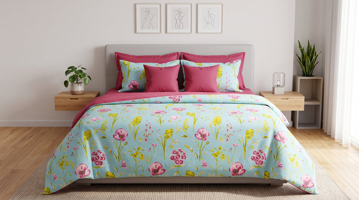 The Azure Meadow Botanical Duvet Cover Set