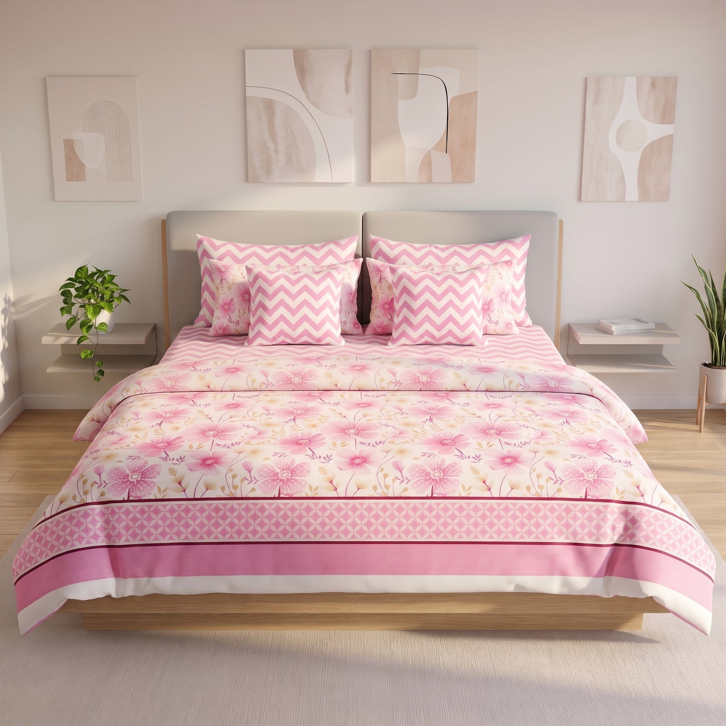 Rose Quartz Garden Duvet Cover Set