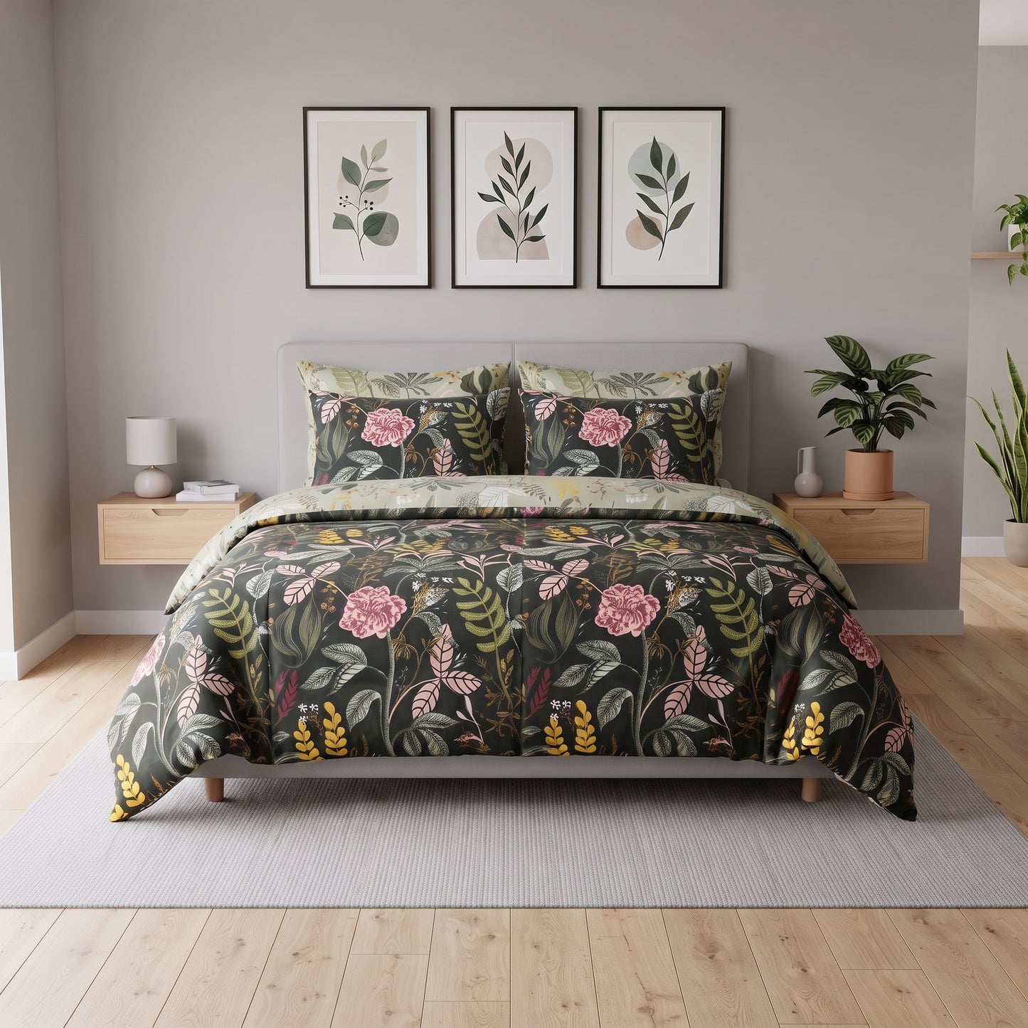 Midnight Garden Floral Duvet Cover Set