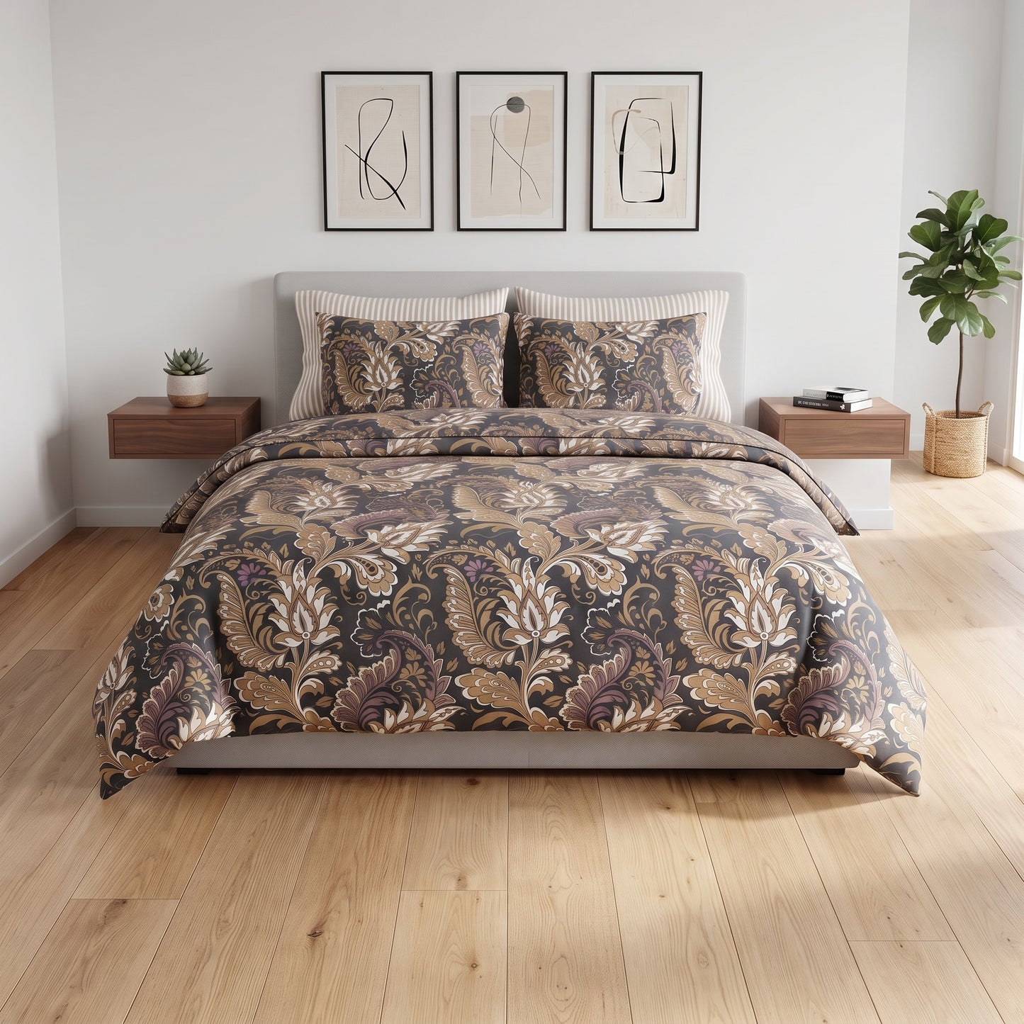 Midnight Damask Duvet Cover Set