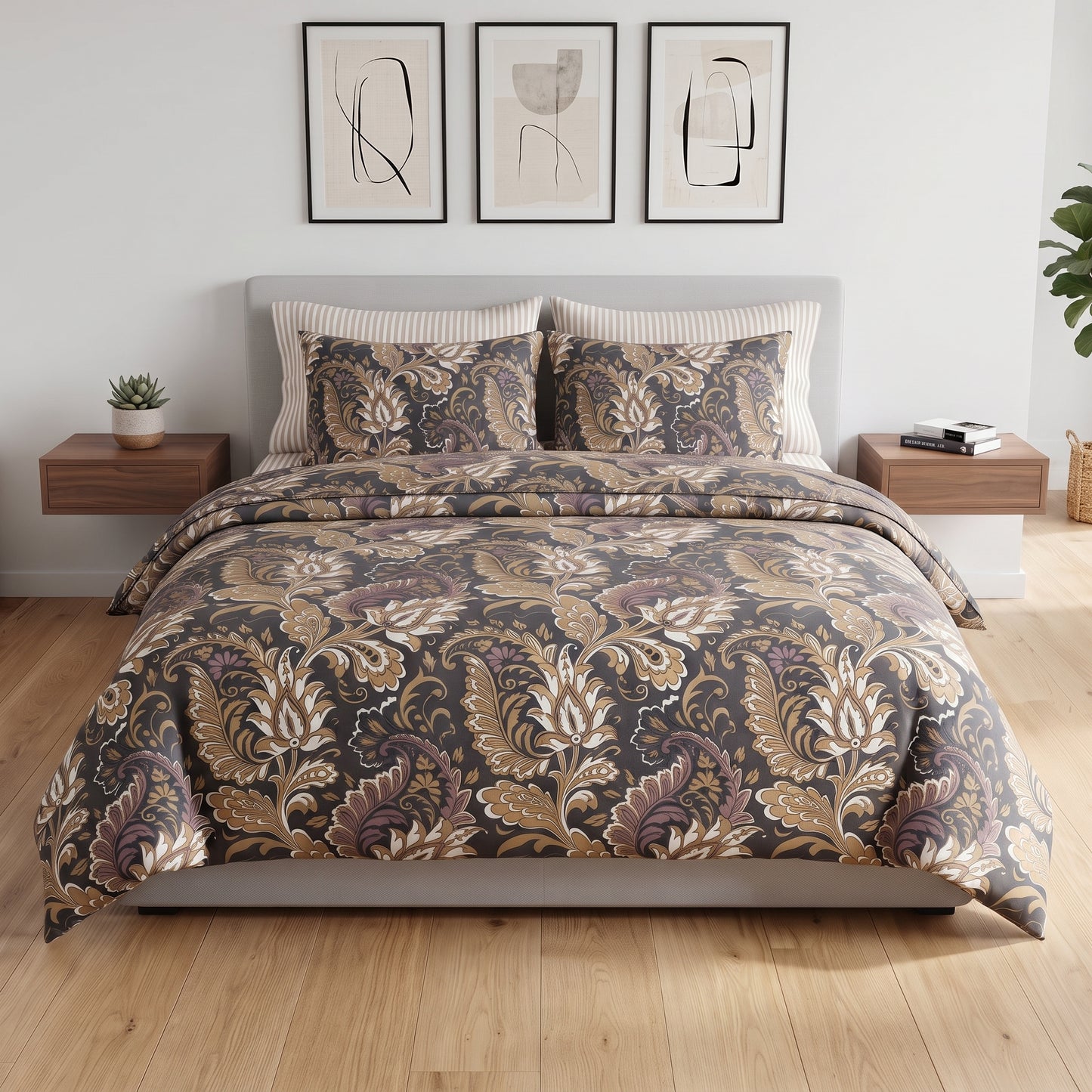 Midnight Damask Duvet Cover Set