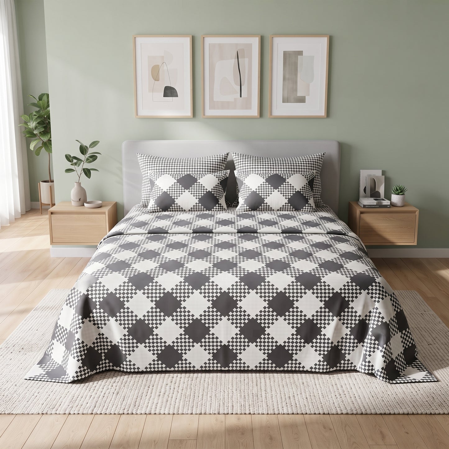 Monochrome Matrix Bed Sheet Set