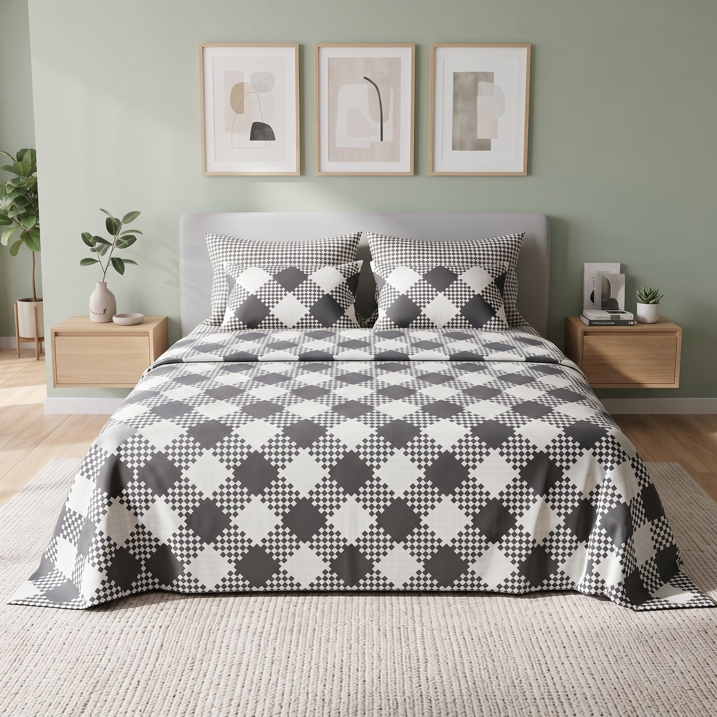 Monochrome Matrix Bed Sheet Set