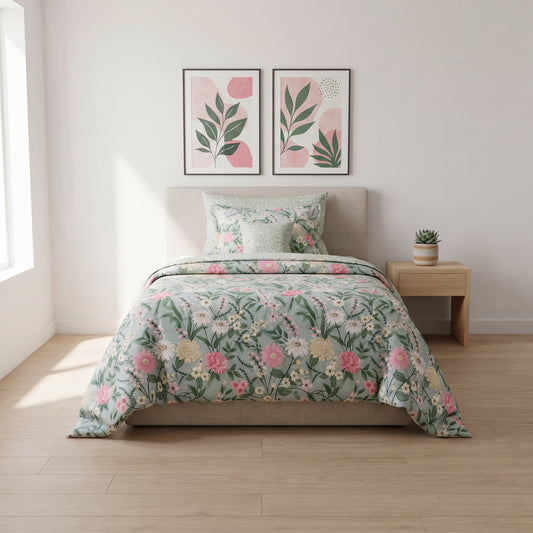 Mint Wildflower Garden Comforter Set