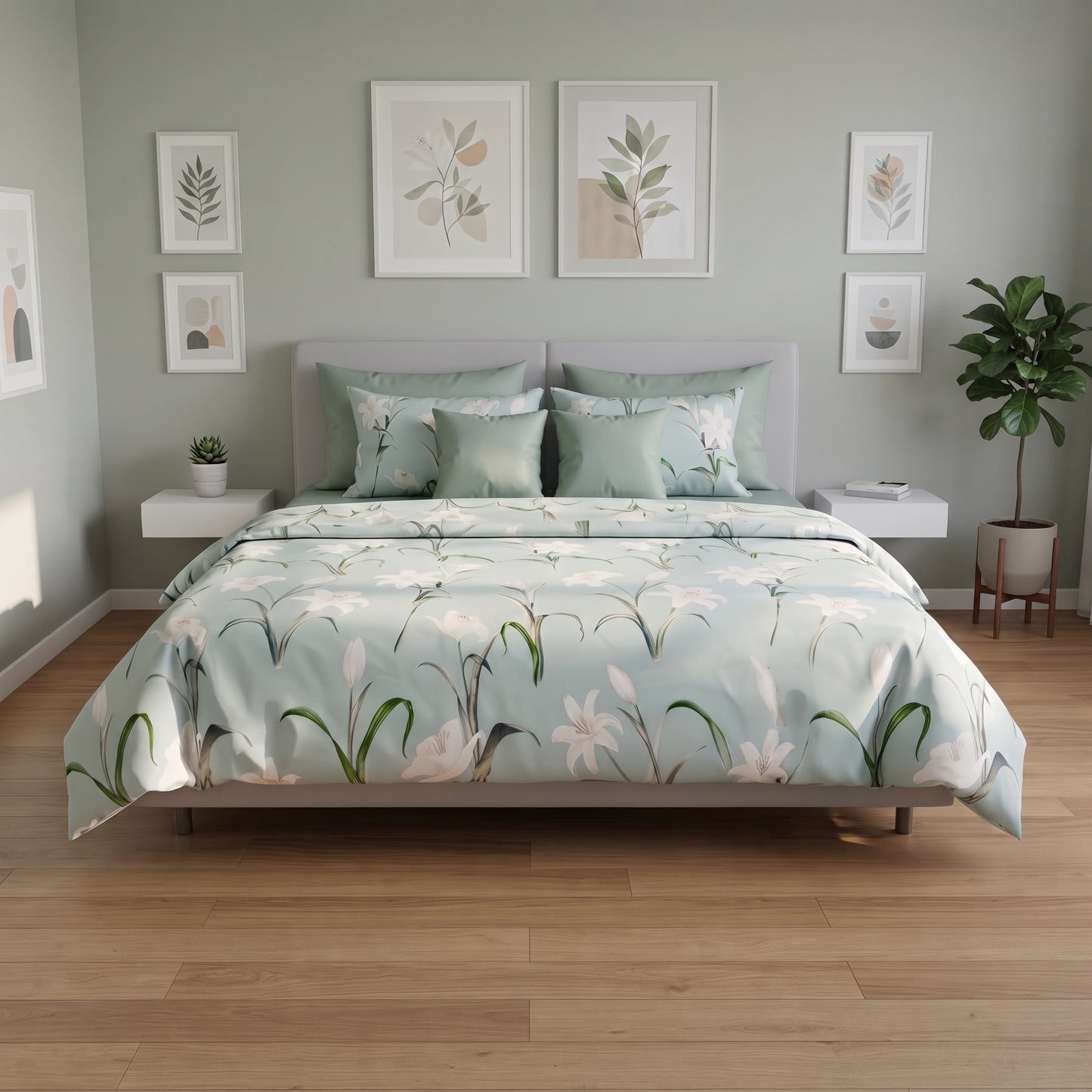 The Serene Lily Botanical Comforter Set