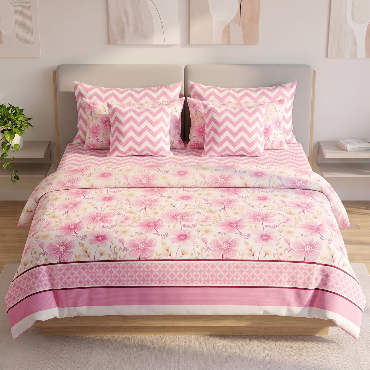 Rose Quartz Garden Duvet Cover Set