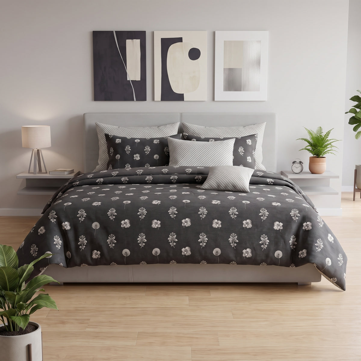 Charcoal Meadow Duvet Cover Set