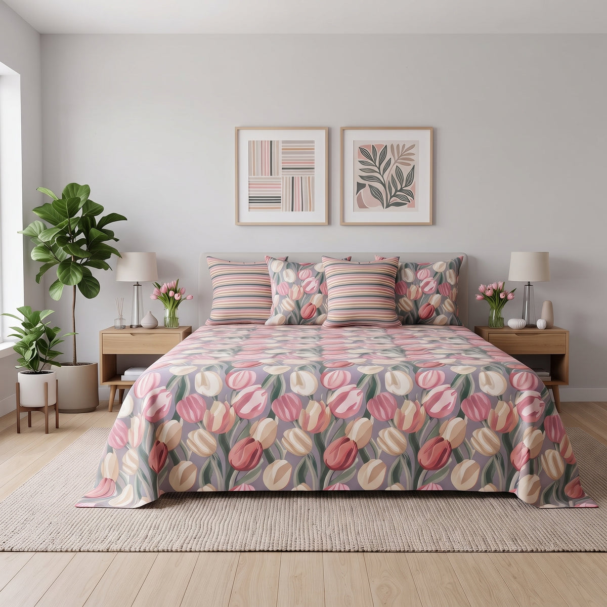 Blush Tulip Haven Bed Sheet Set