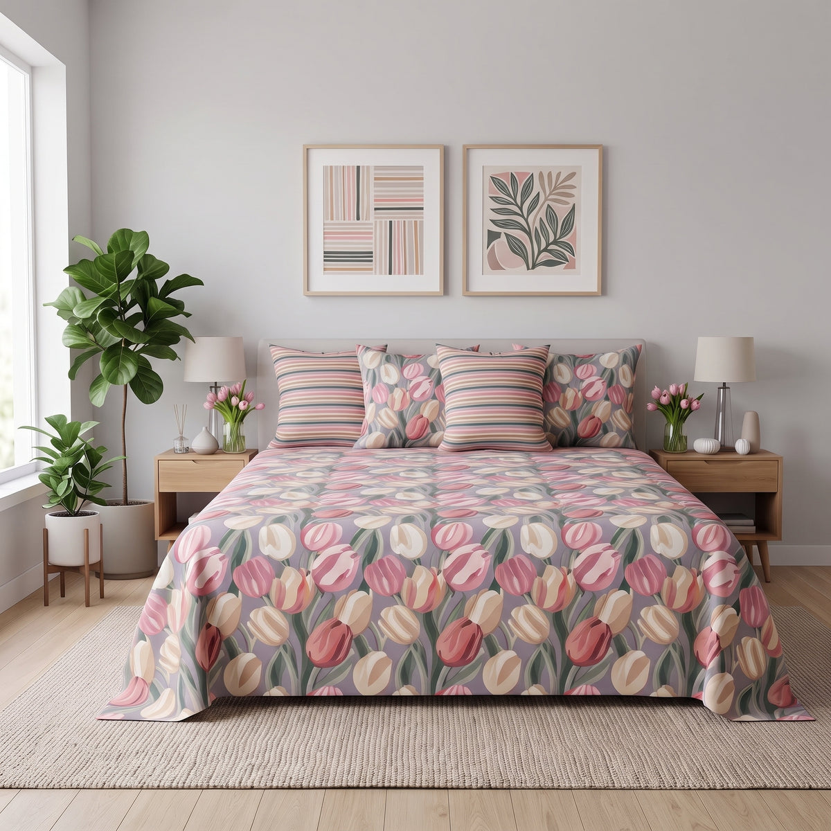 Blush Tulip Haven Bed Sheet Set
