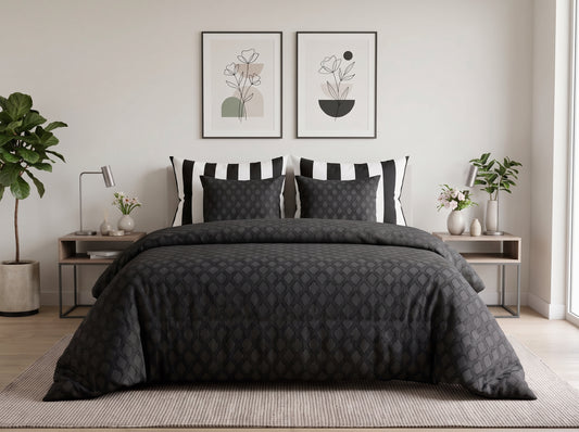 Monochrome Textured Jacquard Comforter Set