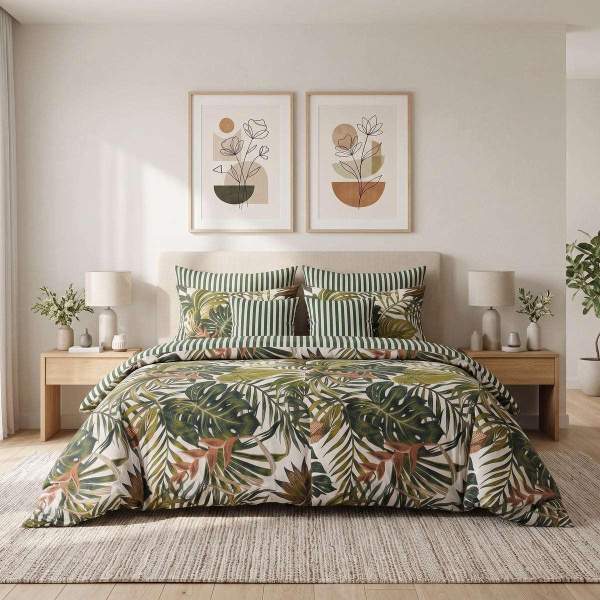 Tropical Monstera Oasis Duvet Cover Set