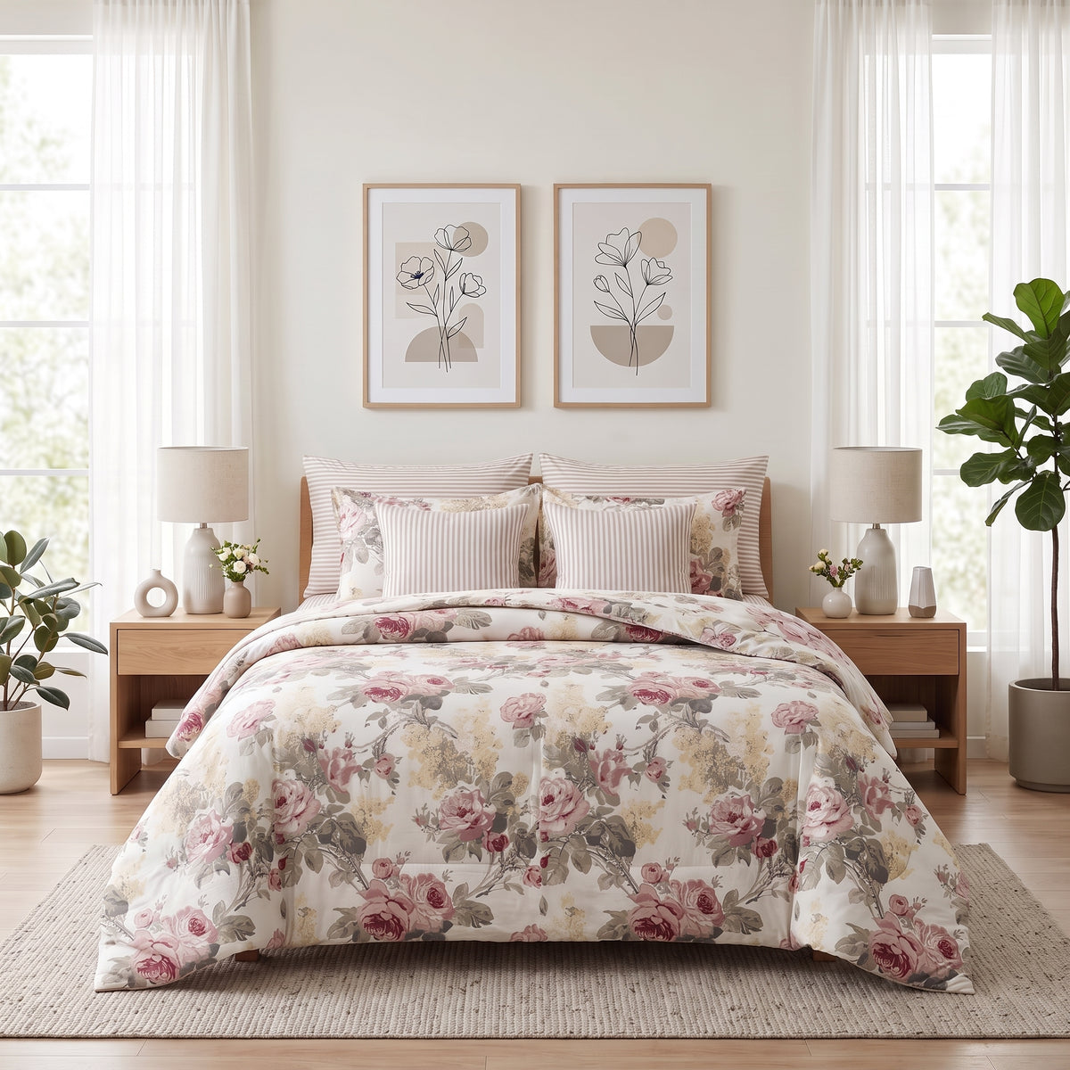 Blush Countryside Rose Comforter Set