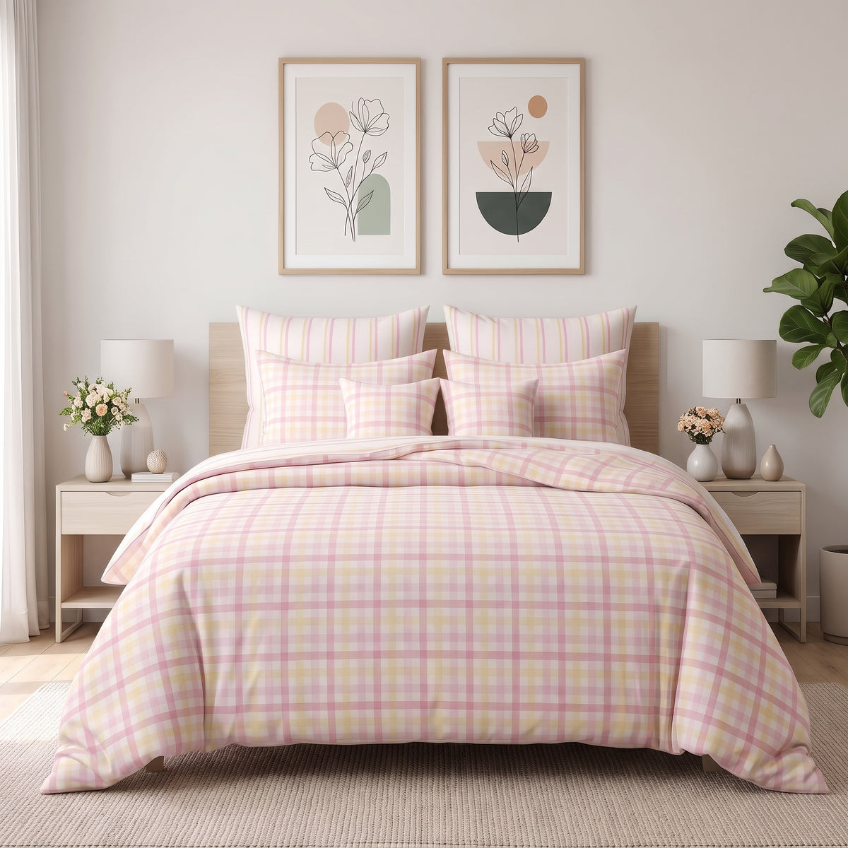 Strawberry Sorbet Check Comforter Set