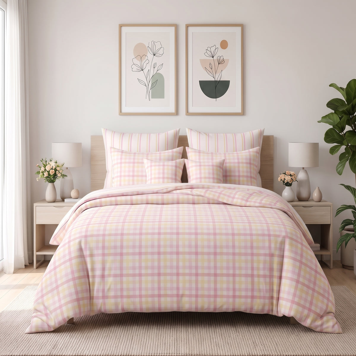 Strawberry Sorbet Check Duvet Cover Set