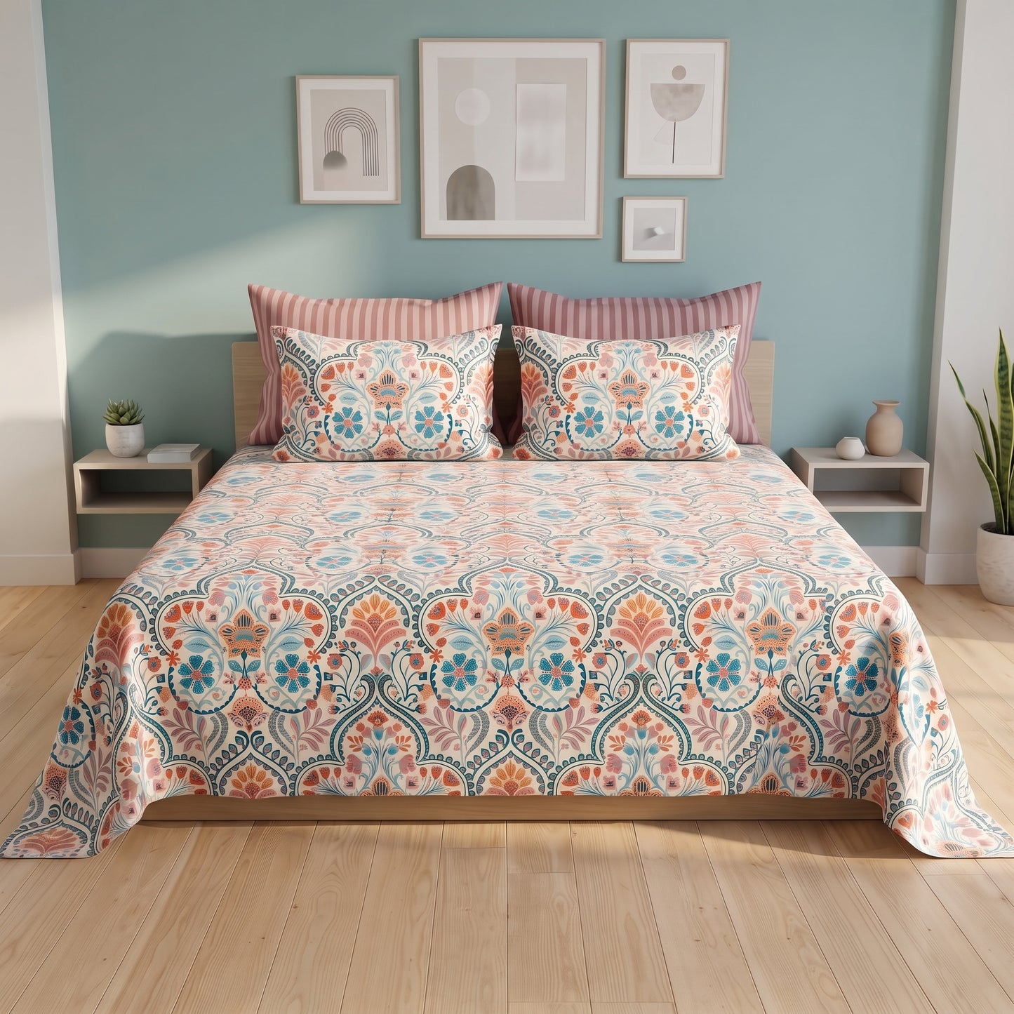 Boho Medallion Floral Bed Sheet Set