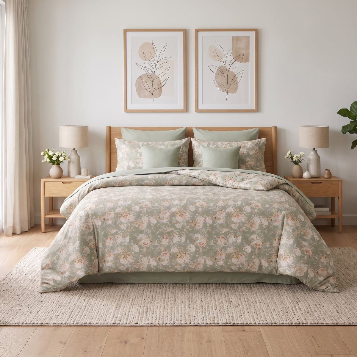 Petal & Pale Sage Duvet Cover Set