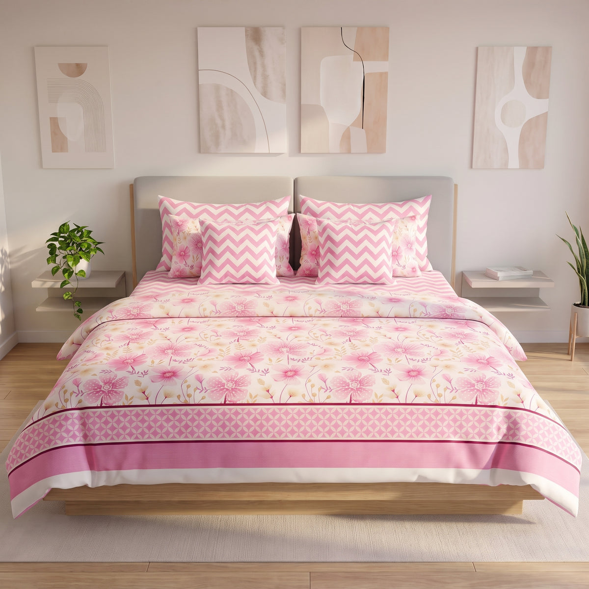 Rose Quartz Garden Duvet Cover Set