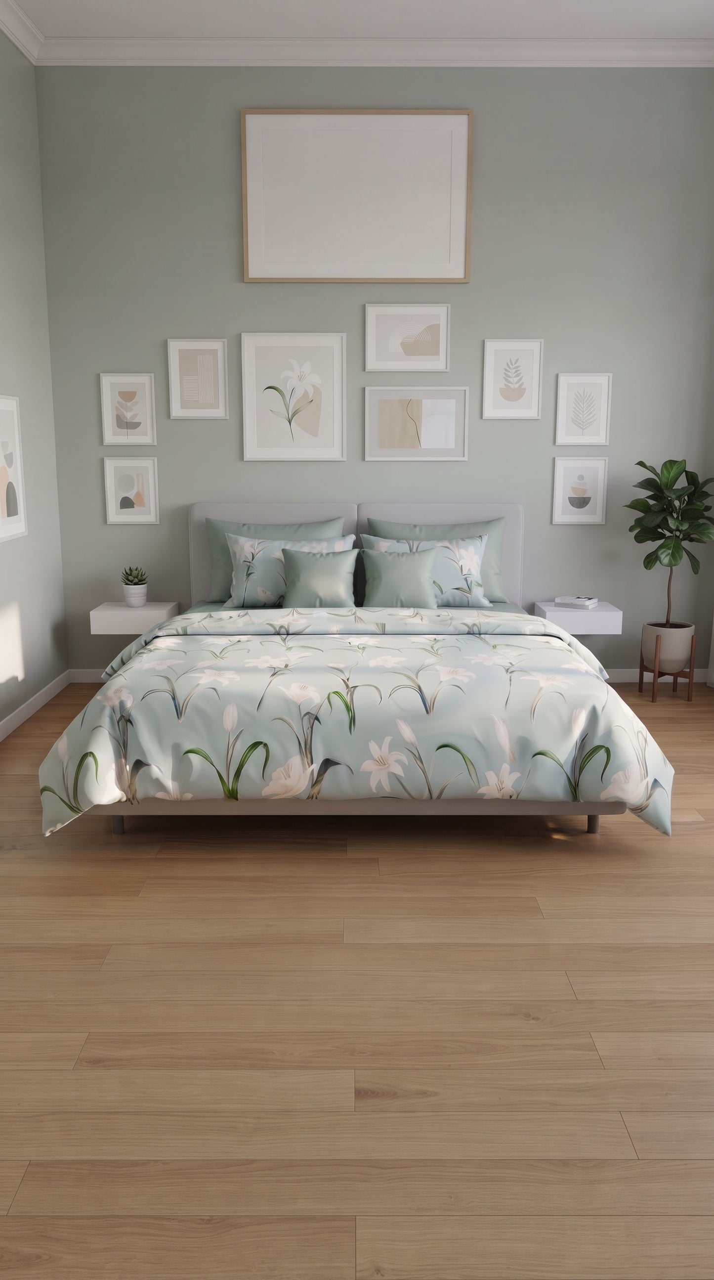 The Serene Lily Botanical Comforter Set