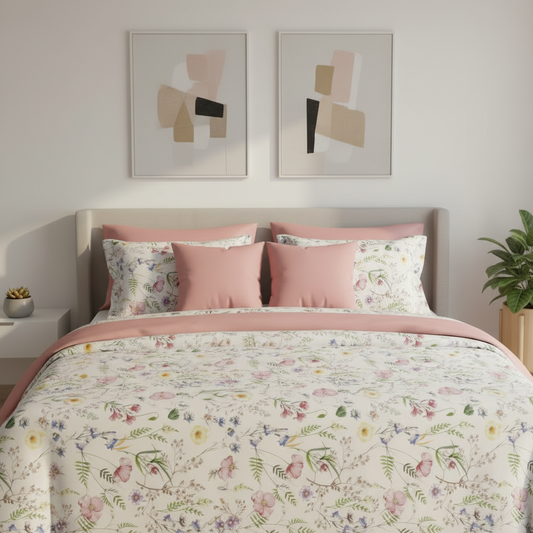 IV864 Luxury Cotton Satin Comforter Set - Light Filling