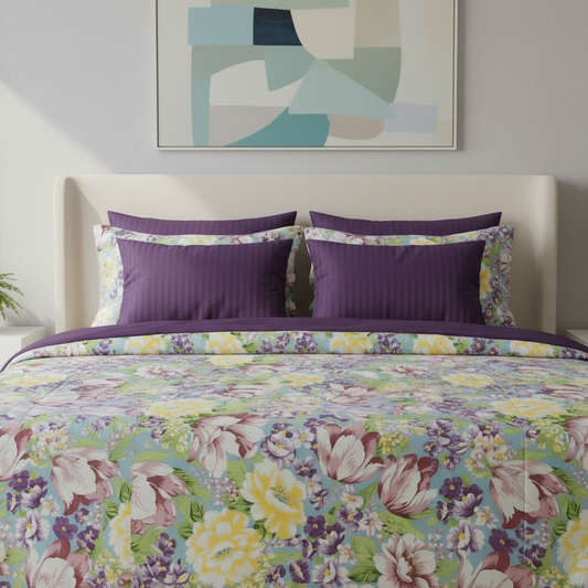 IV865 Luxury Cotton Satin Comforter Set - Light Filling
